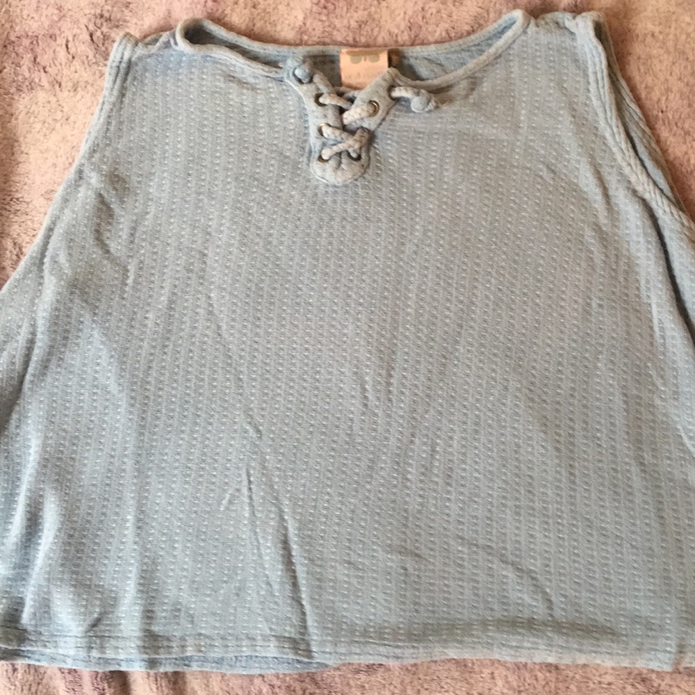 Super cute blue lace-up crop top